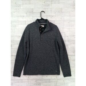 Men's Stetson Gray Long Sleeve 1/4 Button Pullover Sweater Size Medium M